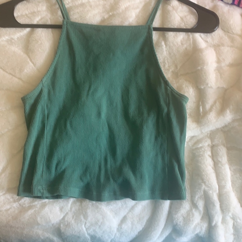 Green color crop tank